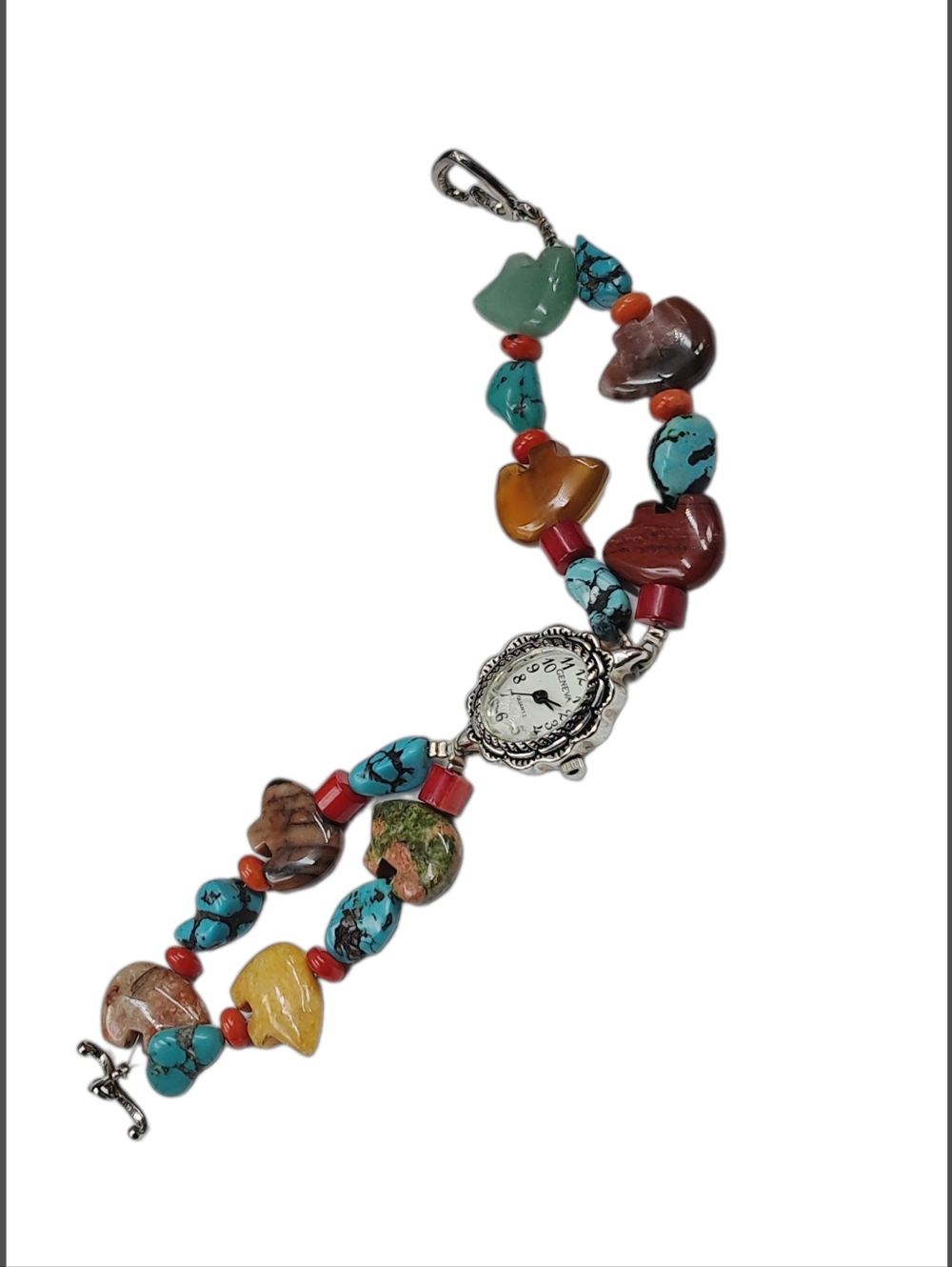 Geneva Watch with Multicolor Genuine Gemstones
